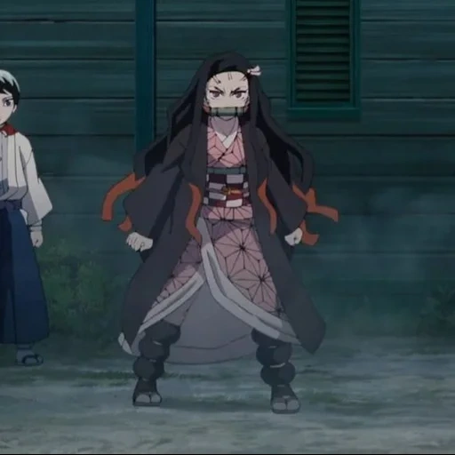 anime, nezuko, nezuko stoppt die kamera, die klinge die den nezuko-dämon schneidet, schneiden sie die klinge des teufels