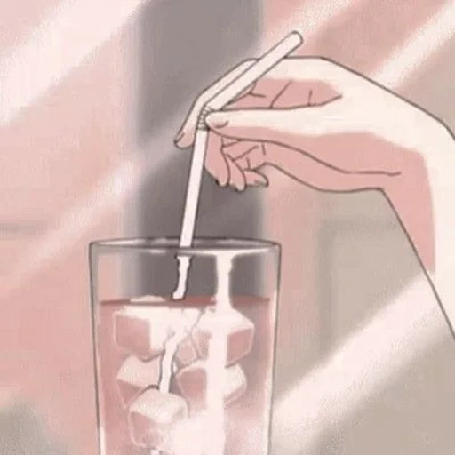 anime, аниме, рисунок, стакан воды аниме, эстетика аниме 90