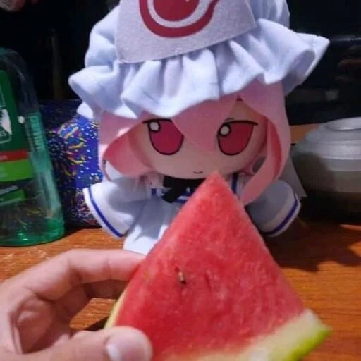touhou, игрушка, fumoyuyuko, детские игрушки, rei with a watermelon