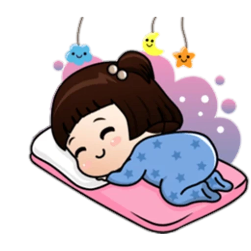 styker good night, cute cartoon, cute stickers, vector illustration of a cute baby, for kids