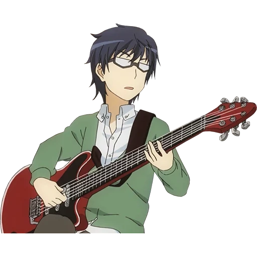 рисунок, гитарист аниме арт, персонажи в аниме, гитара аниме, парни из аниме