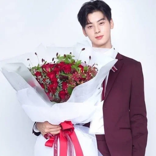 aktor korea, cu dengan karangan bunga, cu ven, chan woo, pria korea