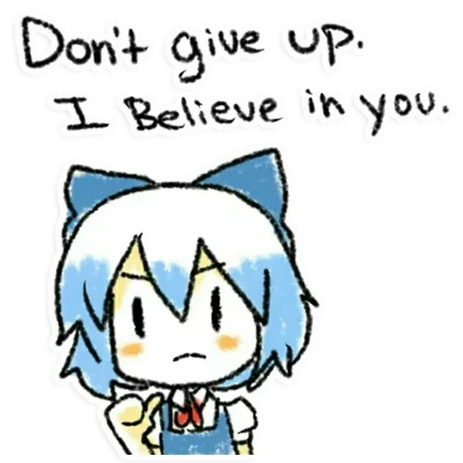 аниме арта, персонажи аниме, аниме милые рисунки, touhou hisoutensoku, cirno don't give up i believe in you