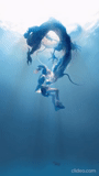 humano, água da menina, padrão de fundo, fantasia de anime arta, transportado por ghosts art