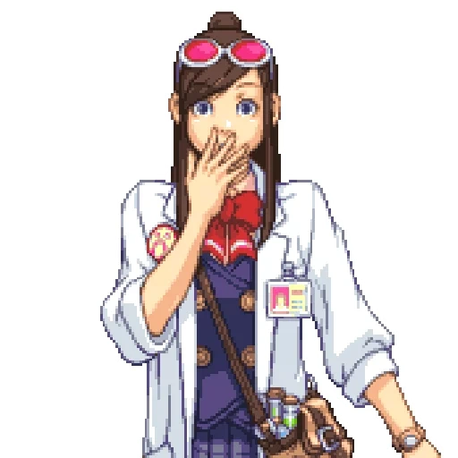 аниме, ace attorney, персонажи аниме, эмма скай ace attorney, ace attorney ema skye sprites