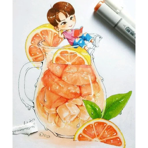 picture, anime sketching, anime drawing, arts by markers food, anime food of the gangelion