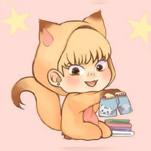 chat, chibi, chat, dessins d'anime, lil meow meow suga