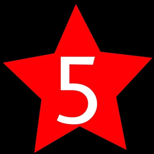 five, star, 5 logo stars, the stars are red, a star of a red background