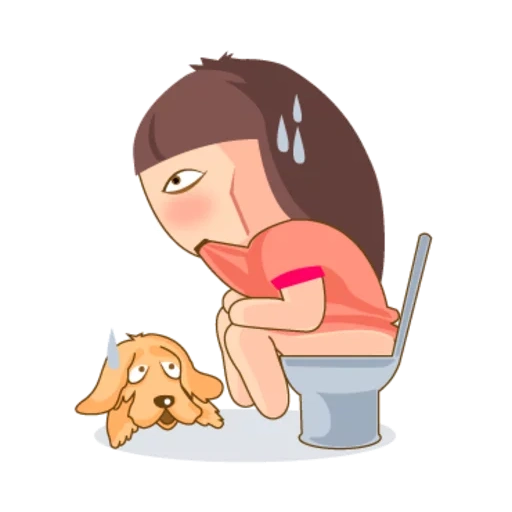 cat, toilet, illustration
