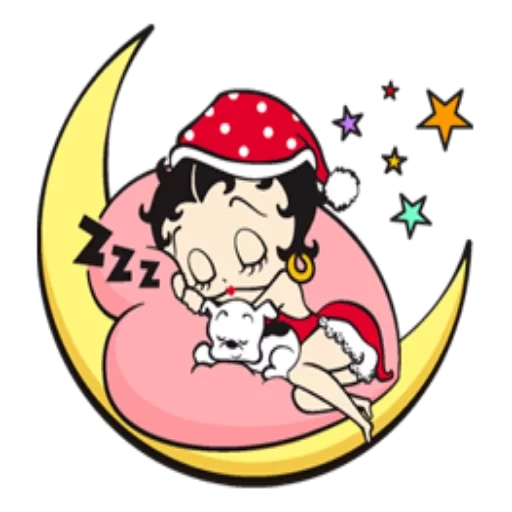 splint, betty boop, good night, betty boop sticker, betty boop and moon