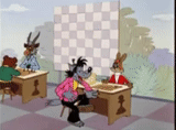 espera, bueno espera 13, bueno espera un lobo, bueno espera un jugador de ajedrez de liebre, bueno espera la serie animada wolf hare