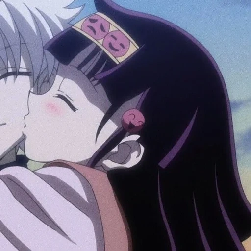 anime couples, killua sister, alluka zoldyck, hunter x hunter 3, killuo alluka kiss