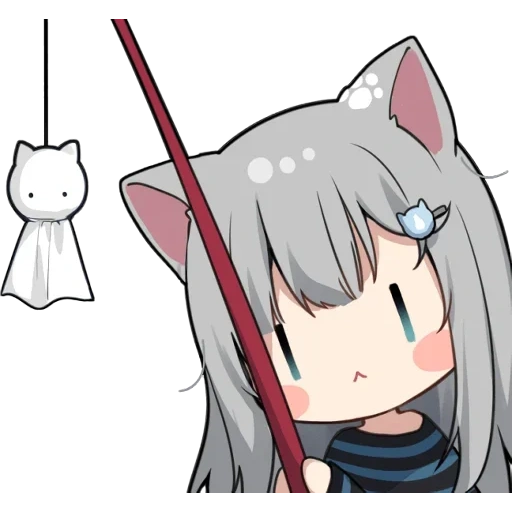 chibi some, anime cat, nachonekodayo, anime girls cats, amashiro natsuki is some art