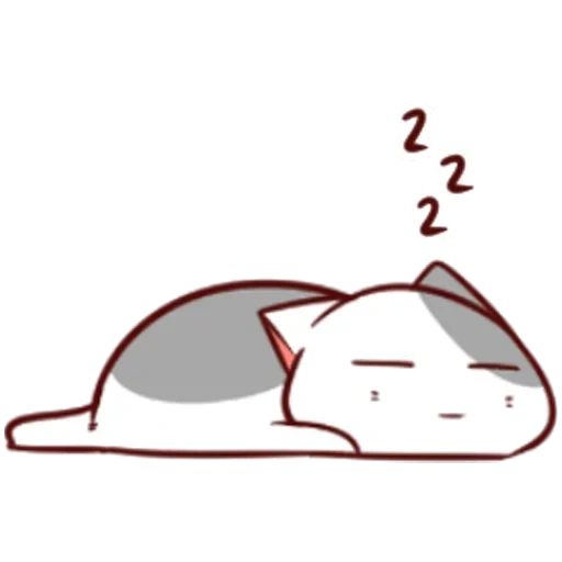 kucing kawaii, kucing nyasty anime, gambar kawaii yang lucu, gambar kucing lucu, kucing chibi kawai sedang tidur