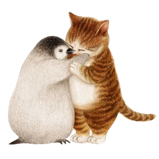 focas, animal alegre, abrazo de estilo sello, gato ilustrado, nyangsongi artista coreano