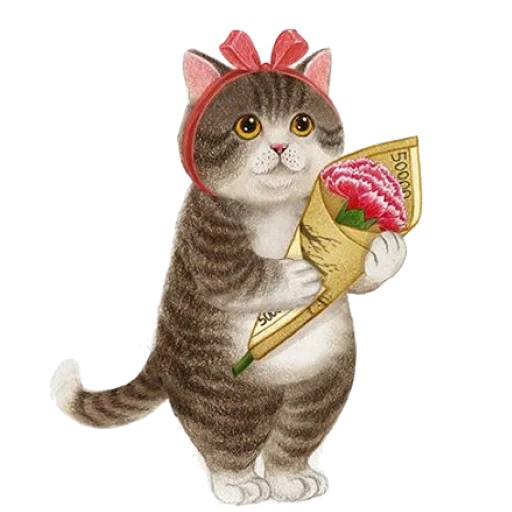 кот, кошка, nyangsongi, кошачий арт, иллюстрация кошка