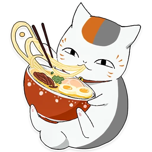 natsume, няко сенсей, котик рамен арт, кот нянко сенсей, японская еда аниме арт рамэн