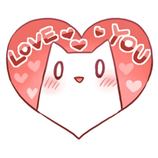 сердечко милое, милые рисунки кавай, милые котики наклейки, mochi mochi peach cat любовь