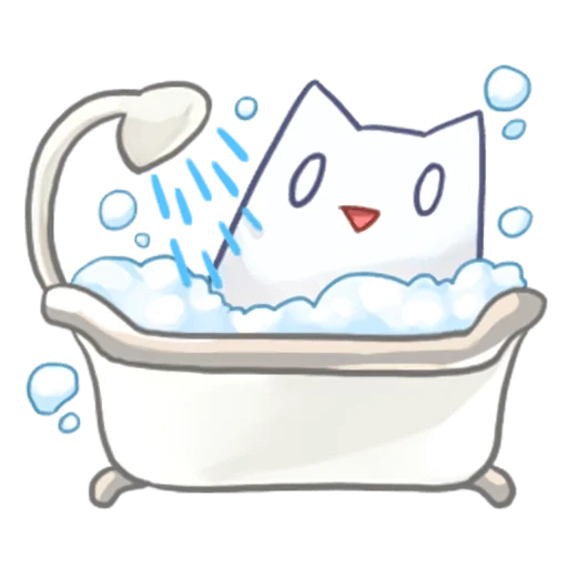 brato, padrão de banheira, cartoon banheira, gato de banheiro de desenho animado