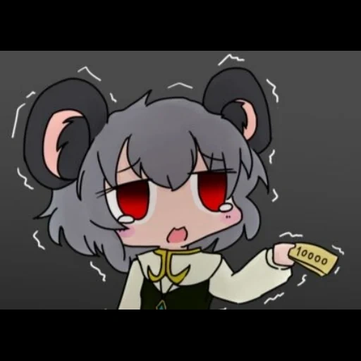 la parete rossa, anime, nazrin, naslin chibi, cookie nazrin touhou