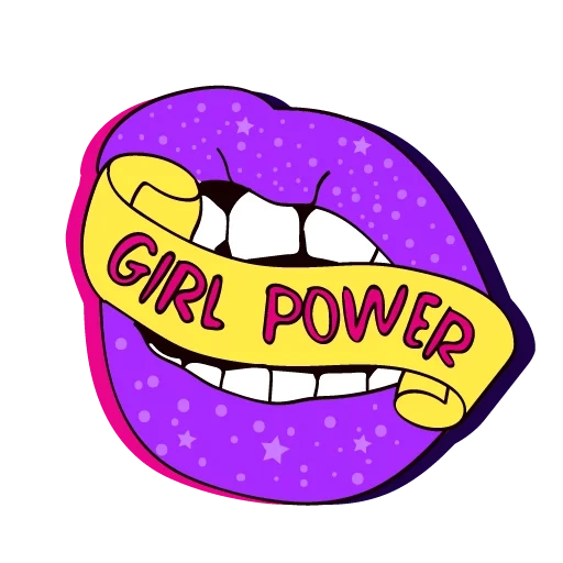lip pop art, lip sticker, cool girl sticker