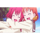 pelukan anime, karakter anime, pelukan anime, gif pelukan anime, love live sunshine screenshot