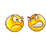 the emoticons are angry, anger smileik, biting smiley, evil smiley animation, dissatisfied smiley animation