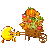 sonrisa otoño, emoticones de otoño, smiley con un carrito, animación sonriente otoño, emoticones de otoño geniales