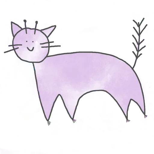 gato, gatos, gato simple, gato con un lápiz, dibujo para niños de gato