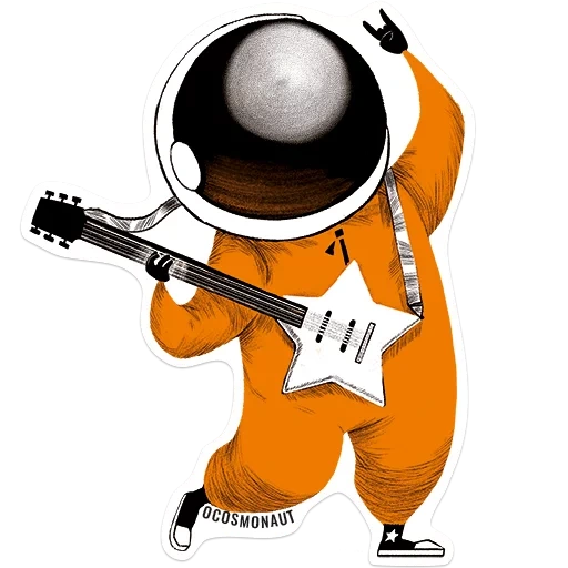 astronauta, rocket cosmonaut, cosmonaut con una chitarra, stick cosmonaut