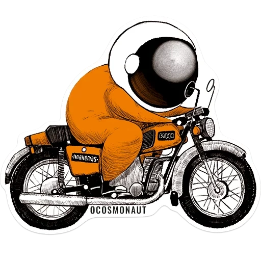 astronauta, vector de motos, cosmonautas, motocicleta, conjunto de pegatinas astronautas