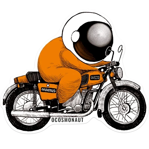 astronaut, vektor sepeda motor, stick kosmonot, sepeda motor kosmonot, set stiker astronot