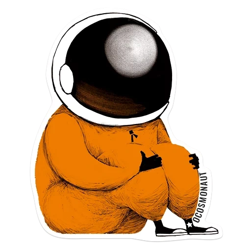 çıkartma, astronaut, kosmonaut mit einem ball, stick kosmonaut
