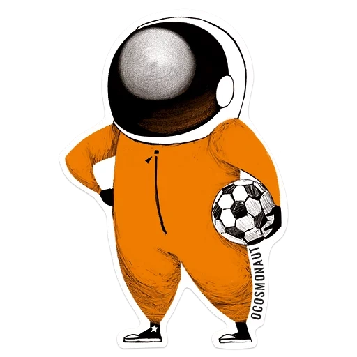 космонавт, unknown artist, космонавт мячом, наклейка космонавт