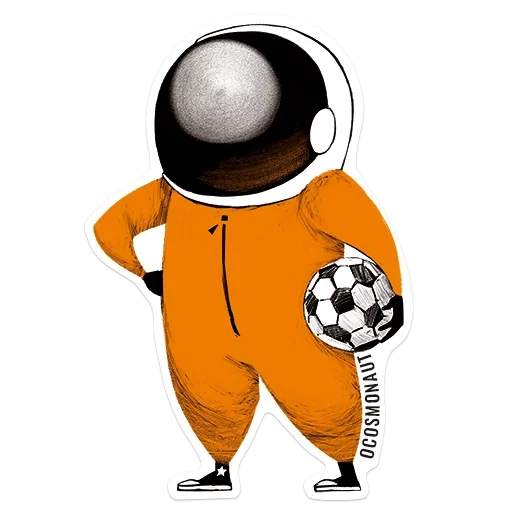 astronaute, artiste inconnu, cosmonaute avec une balle, bâton cosmonaute