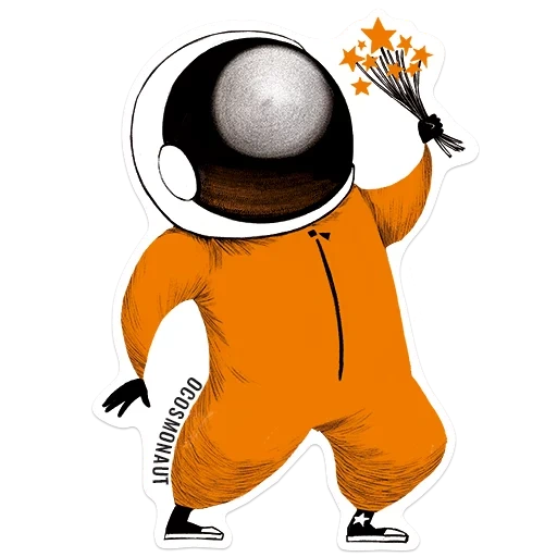 space, astronaut, the music is louder, astronaut sticker