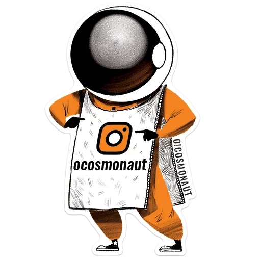 космонавт, наклейка космонавт, космонавт приветствует