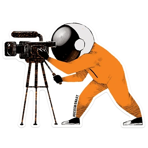 darkness, astronaut, cameraman's badge, astronauts are dancing, video shooting icon