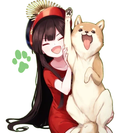 shiba inu, anime girl, anime girl, cartoon characters, anime kawai neko