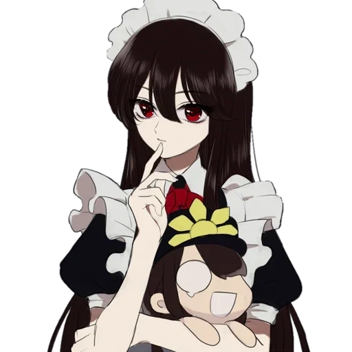 arte de anime, eu tenho uma empregada de asui, a garota é um lindo anime, konbu wakame é empregada, anime maid liliana