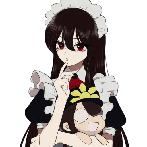 animation art, akiyu majing maid, girl beautiful animation, maid between comburo, cartoon maid liliana