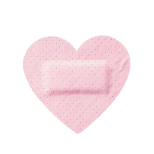 form of the heart, the heart is pink, pink patch, the heart is pink, heart with a patch