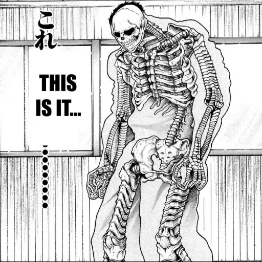 manga, manga hanz, manga gantz, statue de manga hanz, manga sur le squelette