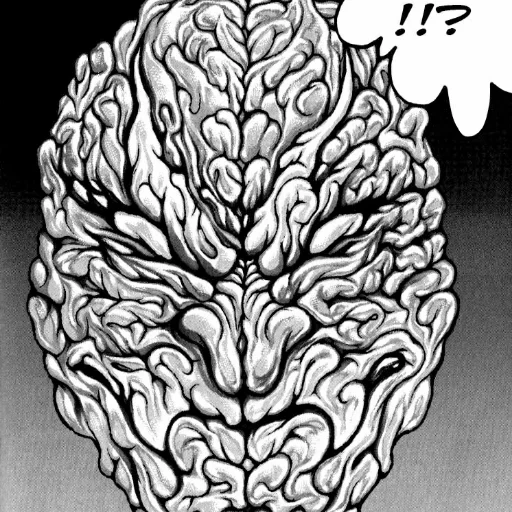 hanma bucky, croquis du cerveau, le cerveau de bucky hanma, le cerveau avec un crayon, brain hanma yujiro