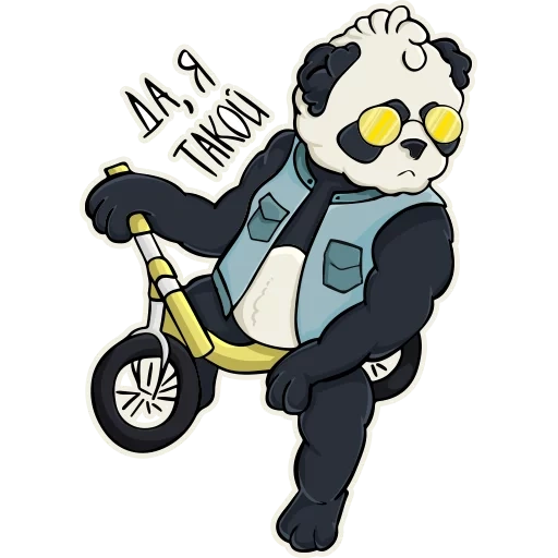 panda, a cyclist