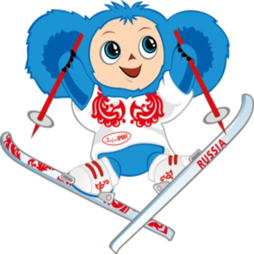 cheburashka skier, olympic cheburashka, olympic games winter, winter sports cheburashka, winter olympic games 2010 cheburashka