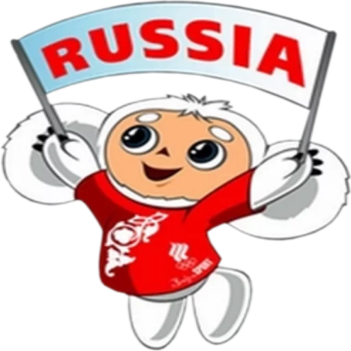 cheburashka, cheburashka sochi 2014, simbol olahraga cheburashka, cheburashka oleh bendera rusia, simbol cheburashka dari olimpiade