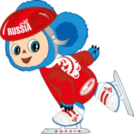 logo olympique de chebraška, sports d'hiver cheburashka, mascotte de l'équipe olympique, mascotte de l'équipe olympique russe, mascotte de l'équipe olympique russe de chebrashka