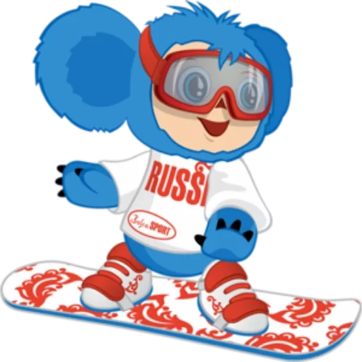 cheburashka skier, cheburashka symbol of the olympics, cheburashka of the olympic games, winter sports cheburashka, winter olympic games 2010 cheburashka