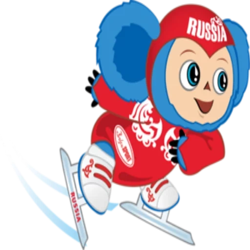 esquiador cheburashka, símbolo olímpico de cheburashka, esportes de inverno cheburashka, talismãs da equipe olímpica russa, jogos olímpicos de inverno 2010 cheburashka